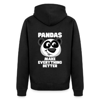 Pandas Make Everything Better - Panda Saying - Unisex Premium Organic Zip Hoodie - black - Back - Nico (187cm)