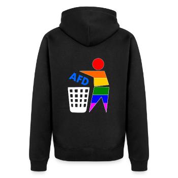 Fck afd - halte deine umwelt sauber - Unisex Premium Bio Zip Hoodie - Schwarz - Hinten - Nico (187cm)