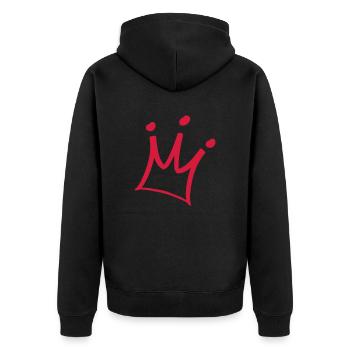 crown - Unisex Premium Organic Zip Hoodie - black - Back - Nico (187cm)