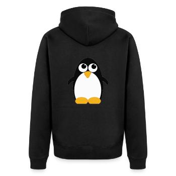 Penguin 01 - Unisex Premium Organic Zip Hoodie - black - Back - Nico (187cm)