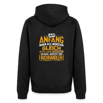 BUCHHÄNDLER - Der Beste - Unisex Premium Bio Zip Hoodie - Schwarz - Hinten - Nico (187cm)