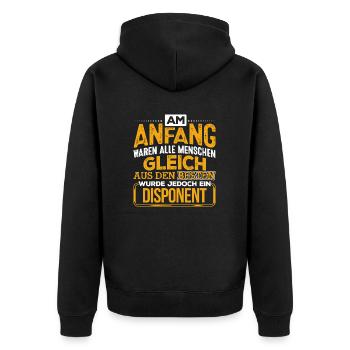 DISPONENT - Der Beste - Unisex Premium Bio Zip Hoodie - Schwarz - Hinten - Nico (187cm)