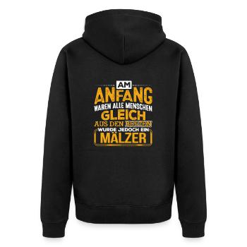 MÄLZER - Der Beste - Unisex Premium Bio Zip Hoodie - Schwarz - Hinten - Nico (187cm)