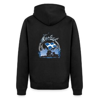 Rostock - Unisex Premium Bio Zip Hoodie - Schwarz - Hinten - Nico (187cm)