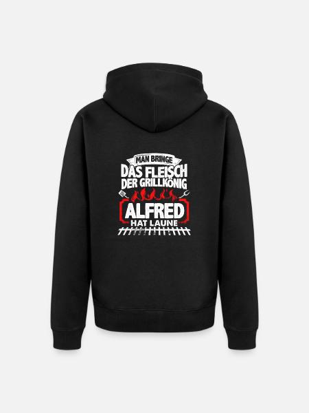 ALFRED - Grill - Unisex Premium Bio Zip Hoodie - Schwarz