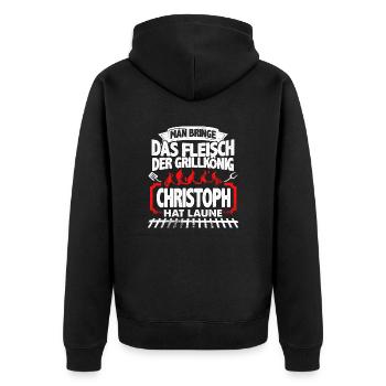 CHRISTOPH - Grill - Unisex Premium Bio Zip Hoodie - Schwarz - Hinten - Nico (187cm)