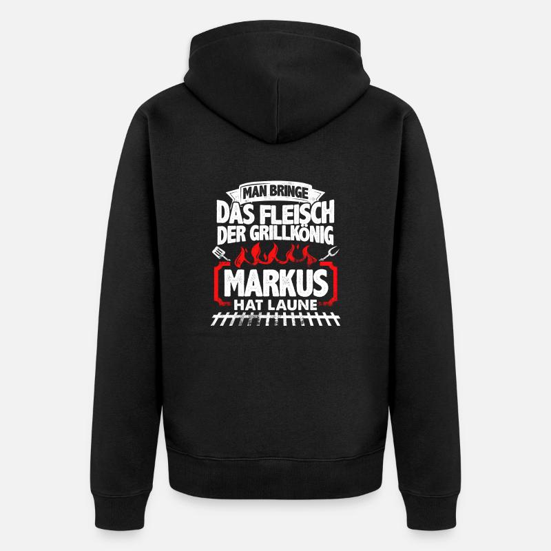 MARKUS - Grill - Unisex Premium Bio Zip Hoodie - Schwarz