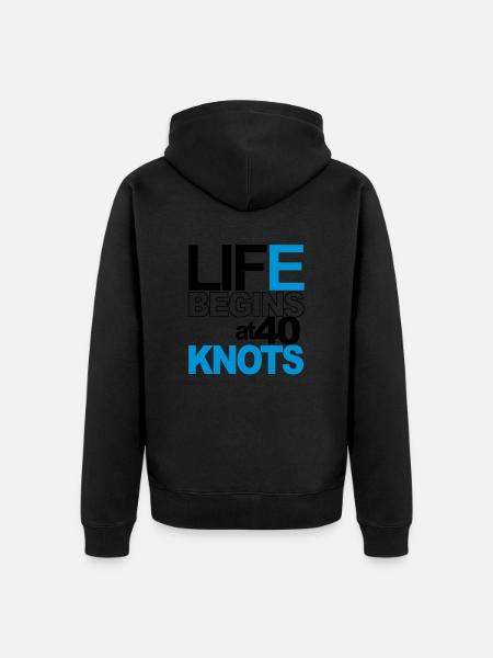 Life begins at 40 knots - Veste à capuche bio Premium Unisexe - noir