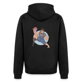 Pigarm Pirate - Unisex Premium Bio Zip Hoodie - Schwarz - Hinten - Nico (187cm)