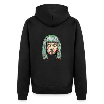 Mit Mord davonzukommen - Unisex Premium Bio Zip Hoodie - Schwarz - Hinten - Nico (187cm)