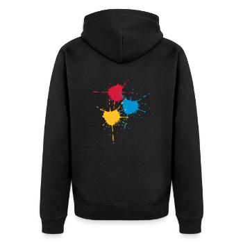 3 basic colors - Splash - V3 - Unisex Premium Organic Zip Hoodie - black - Back - Nico (187cm)