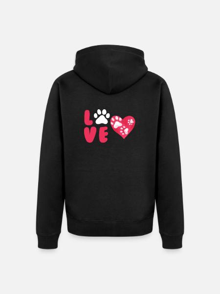 Dog Love - Unisex Premium Organic Zip Hoodie - black