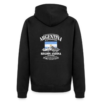 Argentina - Flag & Mountains - Unisex Premium Bio Zip Hoodie - Schwarz - Hinten - Nico (187cm)