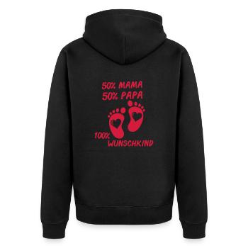 100_wunschkind_001 - Unisex Premium Bio Zip Hoodie - Schwarz - Hinten - Nico (187cm)