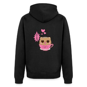Cat Cute - Unisex Premium Organic Zip Hoodie - black - Back - Nico (187cm)