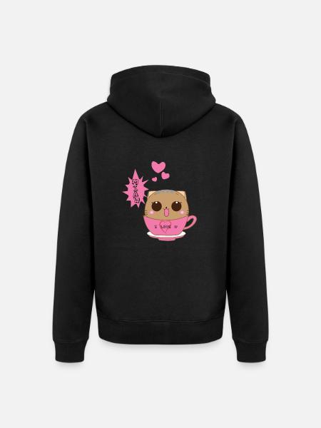 Cat Cute - Unisex Premium Organic Zip Hoodie - black