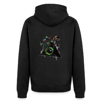 Un champignon spécial et le troisième œil qui voit tout - Veste à capuche bio Premium Unisexe - noir - Dos - Nico (187cm)