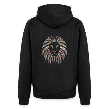 Artistic multicolored lion head - Unisex Premium Organic Zip Hoodie - black - Back - Nico (187cm)