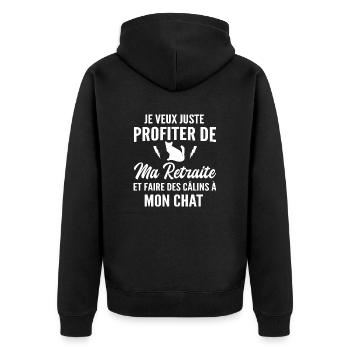 retraite et faire des câlins à mon chat - humour - Veste à capuche bio Premium Unisexe - noir - Dos - Nico (187cm)