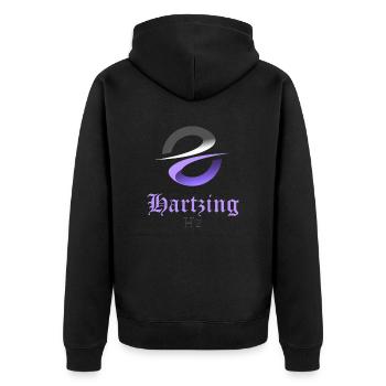 Hartzing Purple - Unisex Premium Bio Zip Hoodie - Schwarz - Hinten - Nico (187cm)