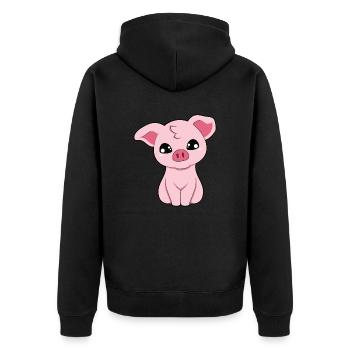 Pig Pig - Unisex Premium Organic Zip Hoodie - black - Back - Nico (187cm)
