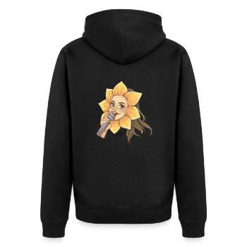 Sunflower Singing - Unisex Premium Organic Zip Hoodie - black - Back - Nico (187cm)