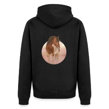 Wild Horse - Unisex Premium Bio Zip Hoodie - Schwarz - Hinten - Nico (187cm)
