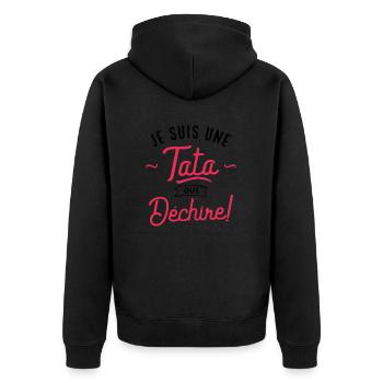 Une Tata Qui Déchire Cadeau Femme Annonce Tata - Veste à capuche bio Premium Unisexe - noir - Dos - Nico (187cm)
