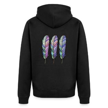 Feder - Unisex Premium Bio Zip Hoodie - Schwarz - Hinten - Nico (187cm)
