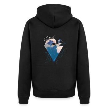 Surfer on the wave - Unisex Premium Organic Zip Hoodie - black - Back - Nico (187cm)