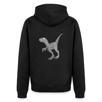 Dino 2 - Unisex Premium Bio Zip Hoodie - Schwarz - Hinten - Nico (187cm)