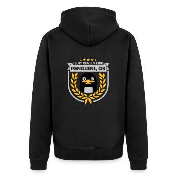 J’aime juste les pingouins - Veste à capuche bio Premium Unisexe - noir - Dos - Nico (187cm)