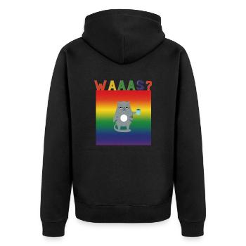 Waaas - Unisex Premium Bio Zip Hoodie - Schwarz - Hinten - Nico (187cm)