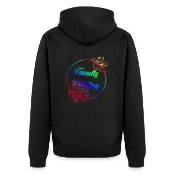 FriendlyPöbeling Rainbow - Unisex Premium Bio Zip Hoodie - Schwarz - Hinten - Nico (187cm)