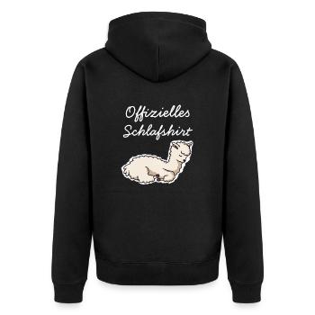 Müdes Lama Pyjama Liebe Llamas Schlafanzug Alpaka - Unisex Premium Bio Zip Hoodie - Schwarz - Hinten - Nico (187cm)