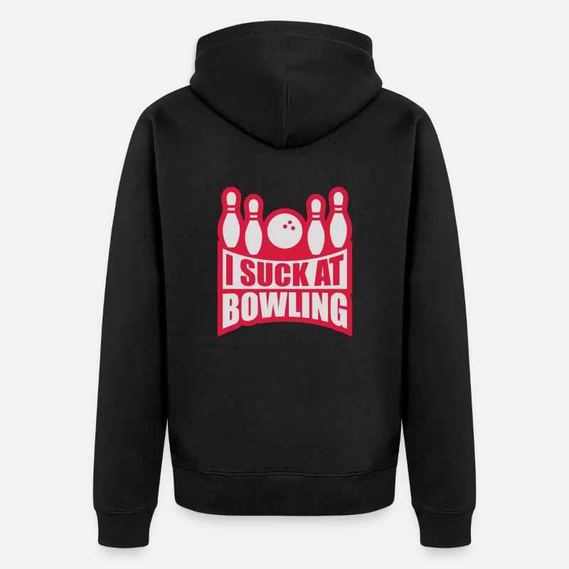 I suck at bowling - Unisex Premium Bio Zip Hoodie - Schwarz