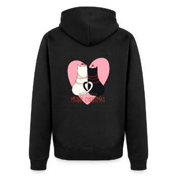 Pfotschafter Christmas - Two cats and heart - Unisex Premium Organic Zip Hoodie - black - Back - Nico (187cm)