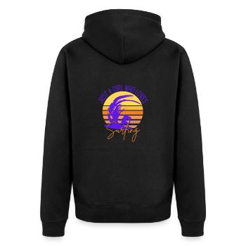 JUST A GIRL WHO LOVES SURFING - Unisex Premium Organic Zip Hoodie - black - Back - Nico (187cm)