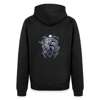 Partnerlook Design From our first meeting - Unisex Premium Organic Zip Hoodie - black - Back - Nico (187cm)