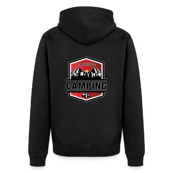 Camping - Unisex Premium Organic Zip Hoodie - black - Back - Nico (187cm)
