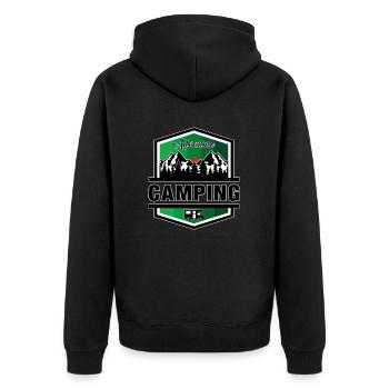 Camping - Unisex Premium Organic Zip Hoodie - black - Back - Nico (187cm)