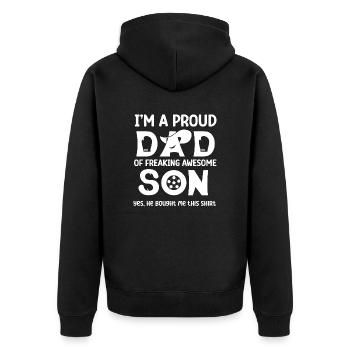 Proud dad of freaking awesome son original idea - Veste à capuche bio Premium Unisexe - noir - Dos - Nico (187cm)