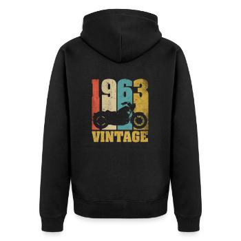 1963 Jahrgang Geburtstag Biker Motorrad Geschenk - Unisex Premium Bio Zip Hoodie - Schwarz - Hinten - Nico (187cm)