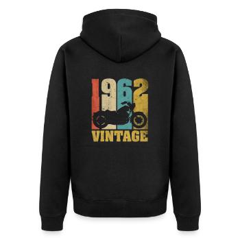 1962 Né anniversaire motard moto cadeau - Veste à capuche bio Premium Unisexe - noir - Dos - Nico (187cm)
