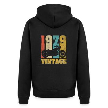 1979 Né anniversaire motard motard cadeau - Veste à capuche bio Premium Unisexe - noir - Dos - Nico (187cm)
