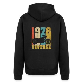 1978 Jahrgang Geburtstag Biker Motorrad Geschenk - Unisex Premium Bio Zip Hoodie - Schwarz - Hinten - Nico (187cm)