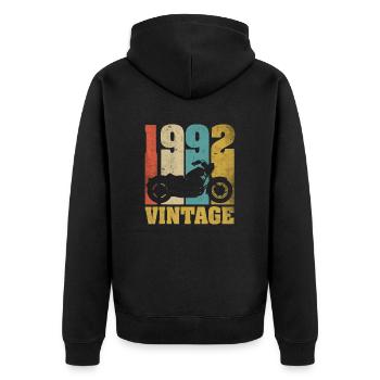 1992 Jahrgang Geburtstag Biker Motorrad Geschenk - Unisex Premium Bio Zip Hoodie - Schwarz - Hinten - Nico (187cm)