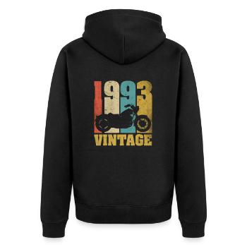 1993 Born birthday biker motorcycle gift - Unisex Premium Organic Zip Hoodie - black - Back - Nico (187cm)