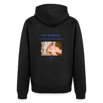 Une évidence la vie coule de source - Veste à capuche bio Premium Unisexe - noir - Dos - Nico (187cm)