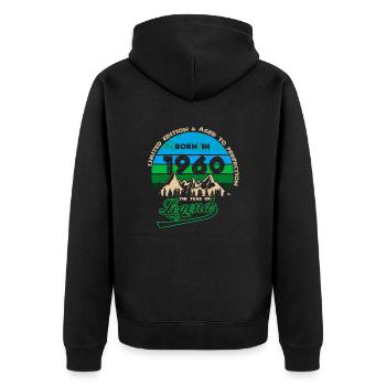 Legenden 1960 - Unisex Premium Bio Zip Hoodie - Schwarz - Hinten - Nico (187cm)
